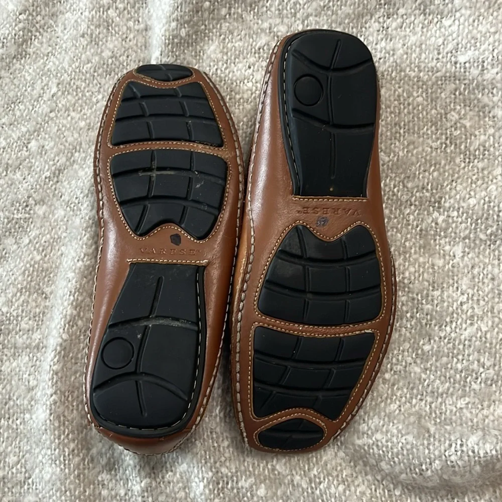 Varese Casual Max Brown Leather‎ Slip on Loafers Driving Shoes Size 10